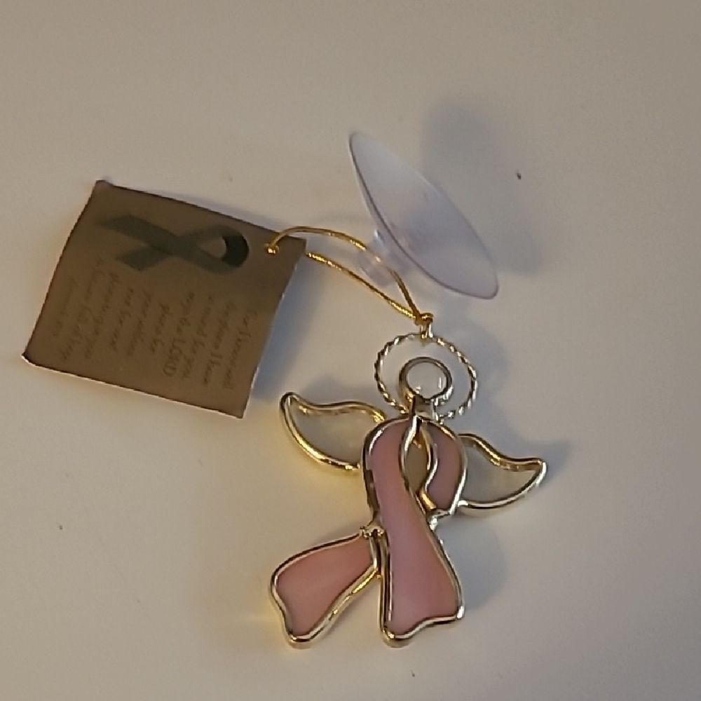 Pink Ribbon Angel Suncatcher